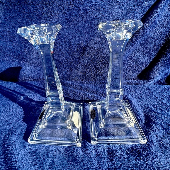 Toscany St. George 24% Lead Crystal 8" Candlesticks USA Cut Glass vintage - Picture 5 of 16